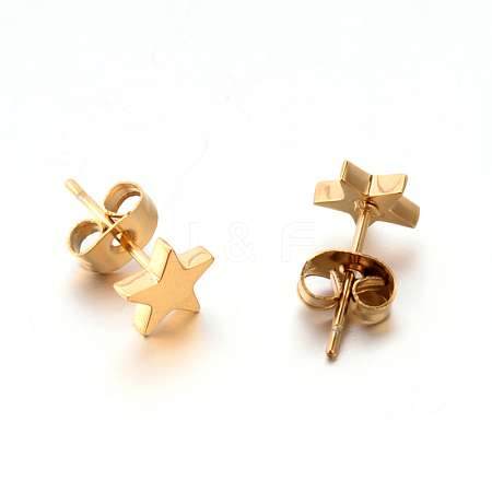 Ion Plating(IP) 304 Stainless Steel Ear Studs X-EJEW-P045-05G-1