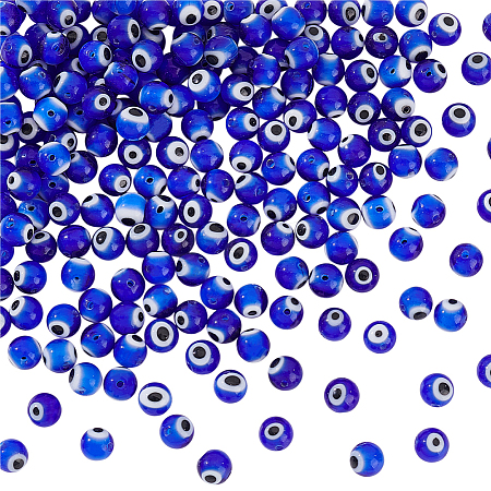 3 Strands Handmade Evil Eye Lampwork Round Bead Strands LAMP-HY0001-13B-1