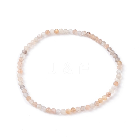 3mm Natural Moonstone Beads Stretch Bracelet for Girl Women BJEW-JB07284-02-1