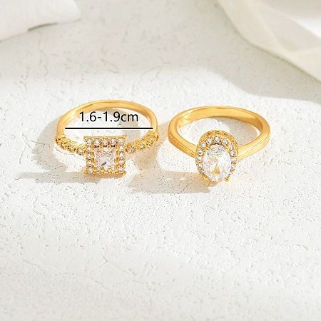 Luxurious Sparkling Zircon Square Ring Set for Couples Wedding Jewelry. WZ9023-2-1