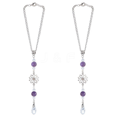 2Pcs Alloy Flower Pendant Decorations HJEW-ME0001-07A-1