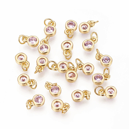 Brass with Single Cubic Zirconia Charms ZIRC-F095-03G-03-1