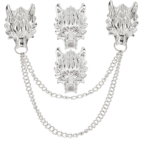 2Pcs 2 Style Men's Dragon Suit Collar Brooches JEWB-GF0001-22P-1