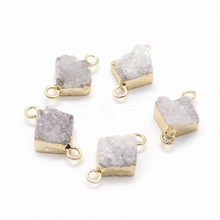 Natural Druzy Quartz Links connectors G-P396-10G-1
