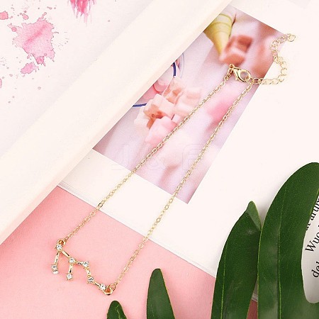Twelve Constellation Alloy Crystal Rhinestone Link Chain Anklets for Women FS-WG97E4C-05-1