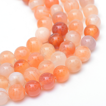 Round Dyed Natural Red Agate Bead Strands LS-G-R345-6mm-09-1