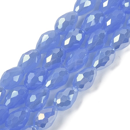 Opaque Solid Color Electroplate Glass Beads Strands X-EGLA-N013-J6mm-B06-1
