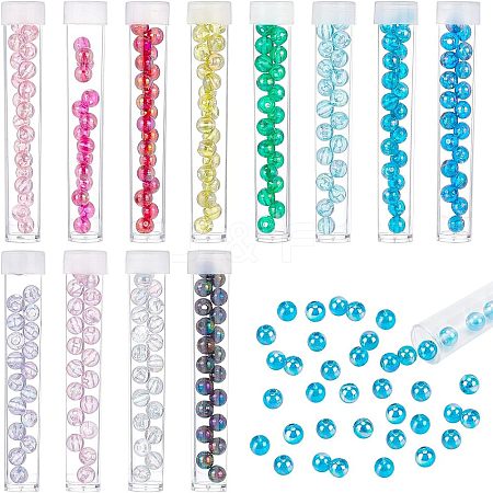 Olycraft 4 Sets 2 Style Plastic Round Beads KY-OC0001-07-1