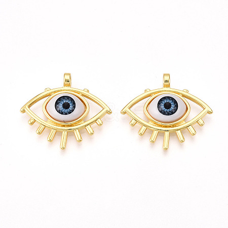 Brass Resin Pendants KK-T070-94-1