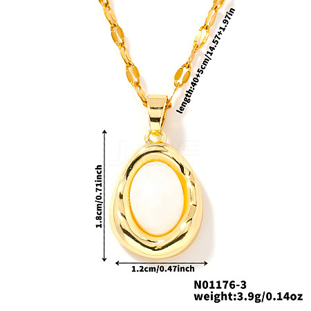 Elegant Oval Brass Pendant Necklaces SC8993-3-1