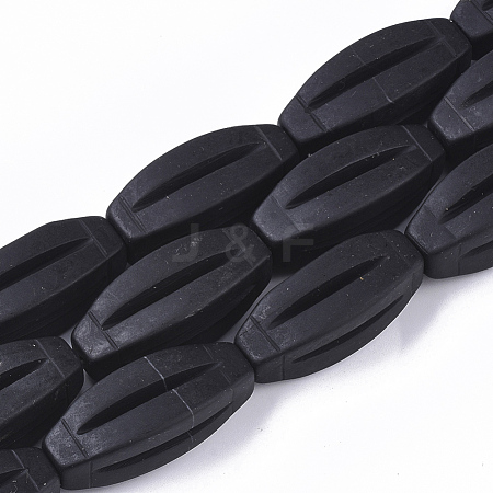 Natural Black Stone Beads Strands G-S364-024-1