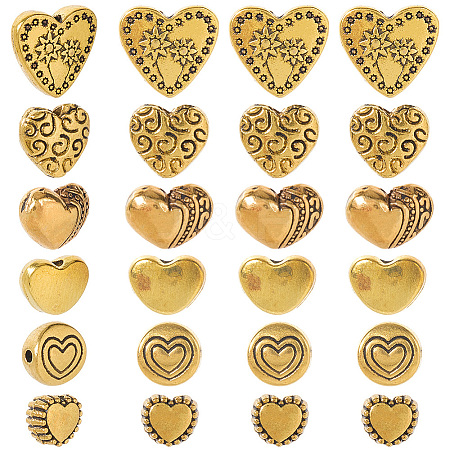 120Pcs 6 Styles Tibetan Style Alloy Beads TIBE-SP0001-22A-1