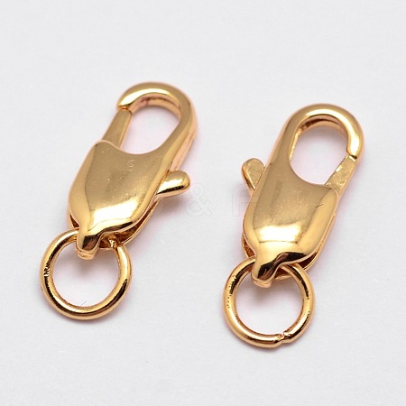 Brass Lobster Claw Clasps KK-E711-049G-NR-1