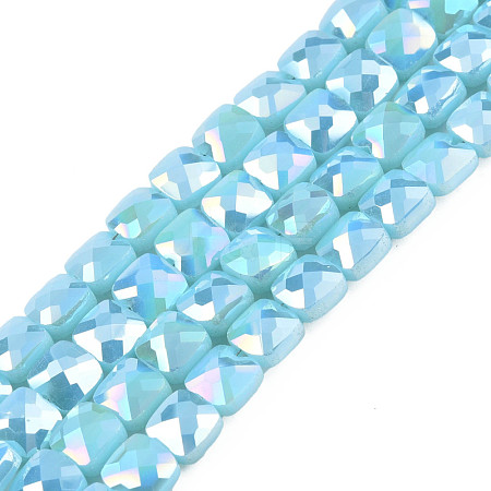 Electroplate Opaque Solid Color Glass Beads Strands EGLA-N002-43-03-1