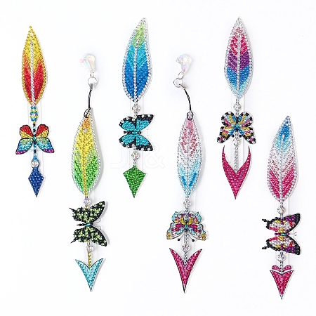 6Pcs Butterfly DIY Diamond Painting Bookmarks Kits DIAM-PW0010-20-1