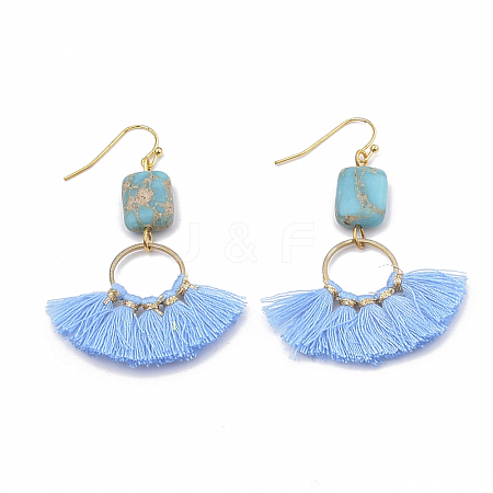 Nylon Tassels Dangle Earrings EJEW-S202-005B-1