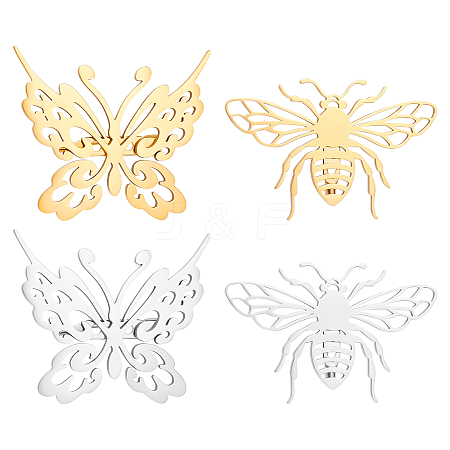 Unicraftale 4Pcs 4 Style Butterfly & Bee Brooches STAS-UN0034-84-1