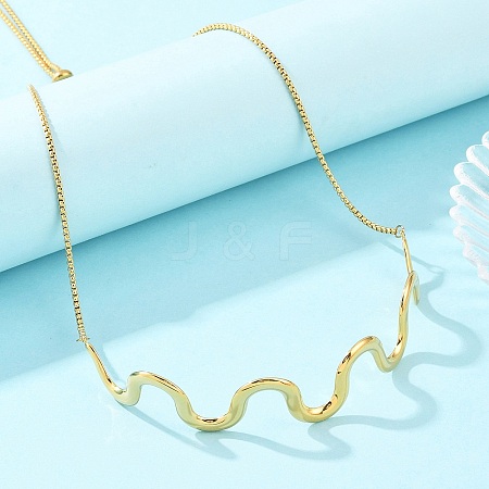 304 Stainless Steel Wavy Line Choker Slider Necklaces NJEW-Z106-01G-1