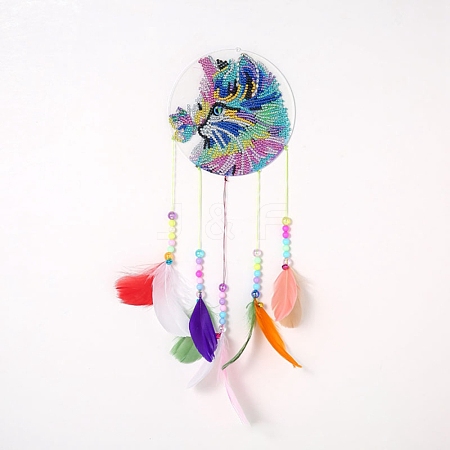 DIY Diamond Painting Hanging Woven Net/Web with Feather Pendant Kits DIY-I084-11-1