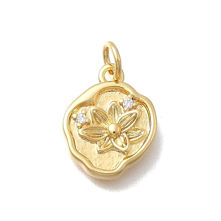 Brass Micro Pave Cubic Zirconia Charms KK-D431-047G-02-1