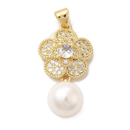 Rack Plating Brass Micro Pave Cubic Zirconia Pendant ZIRC-C002-03G-1