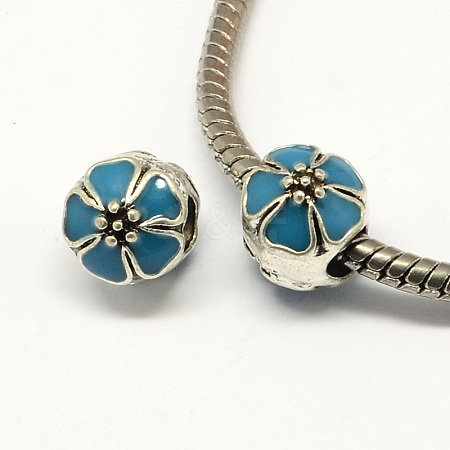 Alloy Enamel Flower Large Hole Style European Beads X-MPDL-R036-51G-1