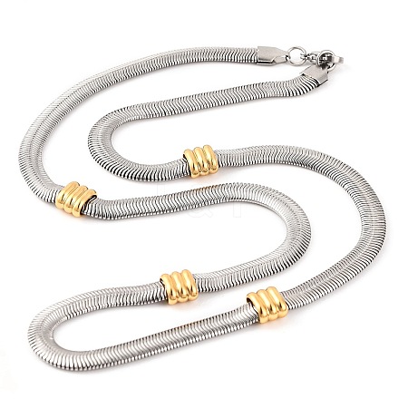 304 Stainless Steel Flat Snake Chain Necklaces for Women NJEW-G140-04GP-1