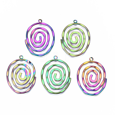 Eco-Friendly Rainbow Color Iron Pendants IFIN-N009-016-RS-1