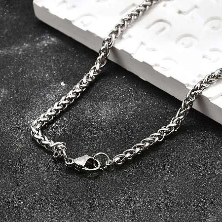Tarnish Resistant Trendy Men's 201 Stainless Steel Wheat Chain Necklaces NJEW-L043A-45P-1