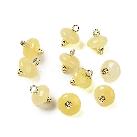 Natural Yellow Aventurine Rondelle Charms with Rack Plating Brass Loops G-G110-05B-10-1