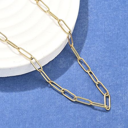 304 Stainless Steel Paperclip Chain Necklace X-NJEW-M183-04G-1