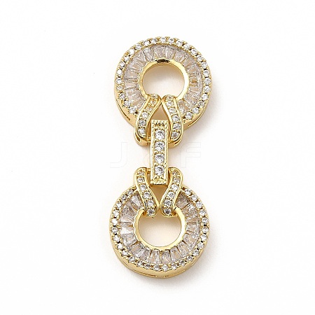 Rack Plating Brass Pave Clear Cubic Zirconia Fold Over Clasps KK-G458-05G-1