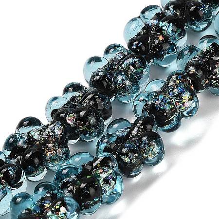 Handmade Dichroic Foil Glass Beads Strands DICH-U001-04E-1