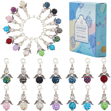 Angel Resin Rhinestone Pendant Locking Stitch Markers HJEW-SC00088-1