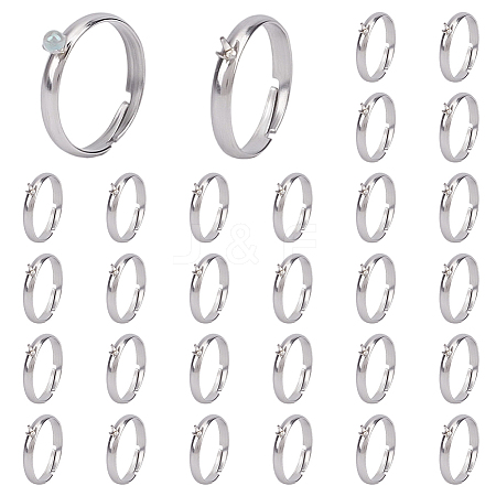 30Pcs 304 Stainless Steel Cuff Ring Components STAS-HY0001-92-1