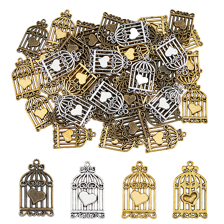 DICOSMETIC 60Pcs 3 Colors Tibetan Style Alloy Pendants TIBEP-DC0001-15-1