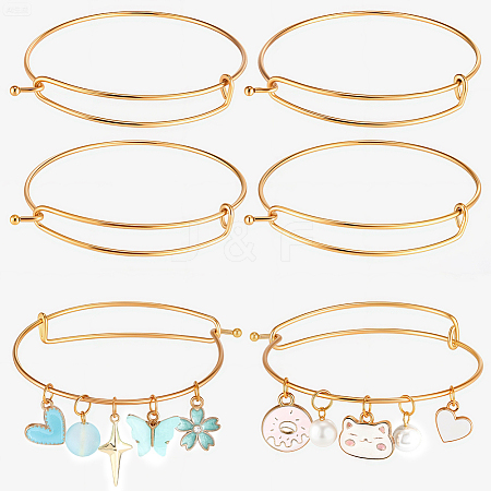 6Pcs Adjustable 304 Stainless Steel Expandable Bangle Making STAS-BBC0008-41-1