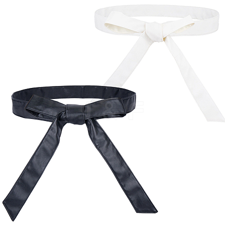 2Pcs 2 Colors PU Leather Wrap Belts for Coat AJEW-CL0005-21A-1