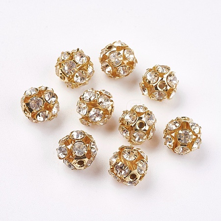 Brass Clear Rhinestone Beads LS-RB-A017-10mm-G-1
