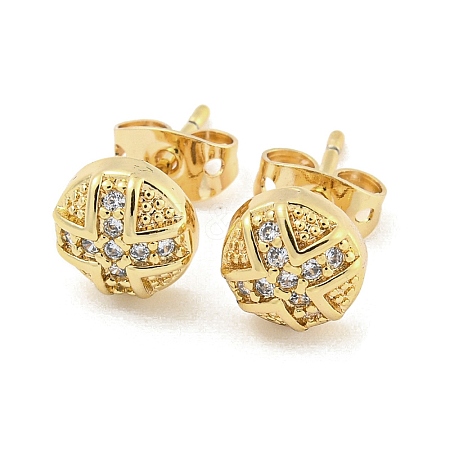 Brass Micro Pave Cubic Zirconia Stud Earrings EJEW-P261-40G-1