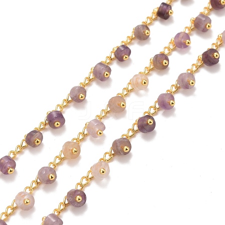 Natural Amethyst Beaded Chains CHC-B020-01G-10-1