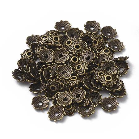 4-Petal Tibetan Style Alloy Flower Bead Caps LS-TIBE-S222-AB-NR-1