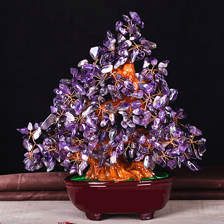 Natural Amethyst Tree Ornaments TREE-PW0002-02G-1