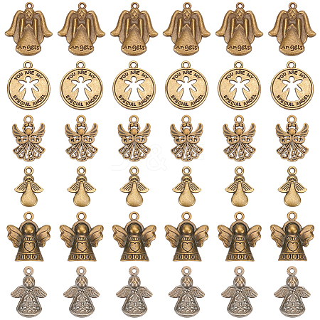   60PCS 6Style Angel Tibetan Style Alloy Pendants TIBEP-PH0001-64-1