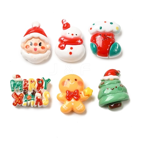 Christmas Theme Opaque Resin Cabochons RESI-B028-01A-1