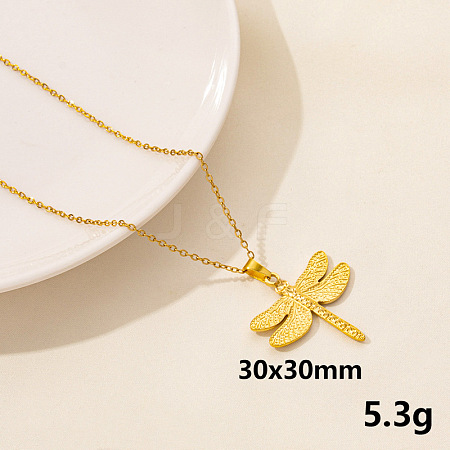 Animal Stainless Steel Dragonfly Pendant Necklace for Women QG3482-4-1