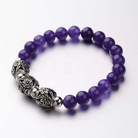 Natural Amethyst Stretch Bracelets BJEW-M183-03A-1