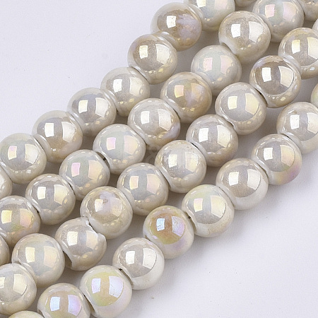 Electroplate Porcelain Beads X-PORC-N005-04K-1