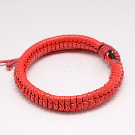 Trendy Unisex Casual Style Leather Wrapped PU Leather Bracelets X-BJEW-L308-06-1