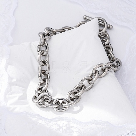 Tarnish Resistant 304 Stainless Steel Cable Chain Bracelets BJEW-G618-04P-1